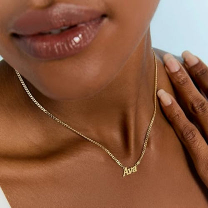 DayOfShe Custom Tiny Name Necklaces for Wedding Bridesmaid Gifts Best Friend Birthday Gifts, 18K Gold Plated Dainty Name Necklace Personalized Christmas Jewelry Gifts - color: Thick Curb Chain