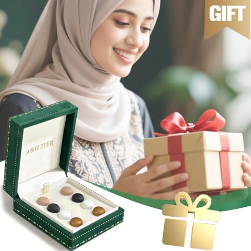 Strong Hijab Magnets for Women - 8 Pack Magnetic Scarf Pins & Clips Secure Hold, Invisible Under Scarf for Muslim Clothing and Accessories (8, Matte-Black-White/Golden Curry-Beige) - color: Matte-black-white/Golden Curry-beige