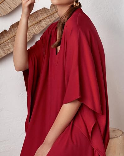 Bsubseach Women Kaftan Dresses Caftan Maxi Dress Swimsuit Cover Up Moomoo - color: B-red