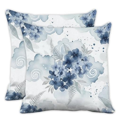 Watercolor Blue Floral Throw Pillow Covers 18x18 in Blue Hydrangea Pillow Covers Set of 2 Abstract Ink Splash Pillows Cover Elegant Botanical Flower Pillows Cover Art Natural pillowcover - color: Ink Blue Flowers
