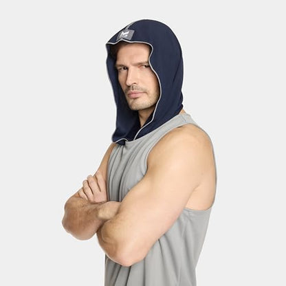 MISSION Cooling Hoodie Towel, Evaporative Cool Technology, Cools Instantly When Wet, UPF 50 Sun Protection, Contours Your Head to Stay in Place, Great for Sports, Fitness, Gym - color: Navy Blue