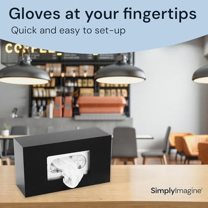 SimplyImagine Black Glove Box Holder - Acrylic Wall Mount Dispenser | Side-loading acrylic glove dispenser - single - Use for nitrile & latex gloves in kitchen, garage & lab
