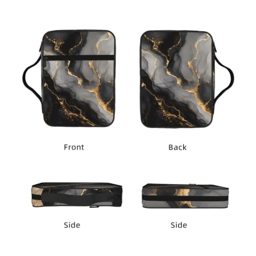Black Marble Pattern Bible Cover Case with Handle and Zippered Pocket - color: Black Marble Pattern
