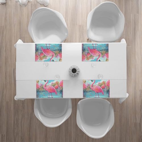 Placemats Set of 4 Heat Resistant Flamingo Bird Place mat for Dining Table Non-Slip Table Mats Desktop Protection Pad Washable Place Mats for Kitchen Dining Outdoor - color: Flamingo Bird