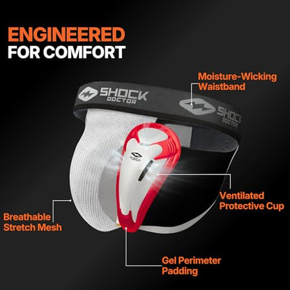 Shock Doctor Jock Straps with Cup Included, Cups for Football Baseball. Core Protective Athletic Supporters - size: Medium, style: Adult