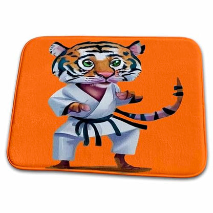 3dRose Bathroom Bath Rug Mat - Funny Tiger Practicing Karate Kick Martial Arts Cool Cat Sports and Hobbies