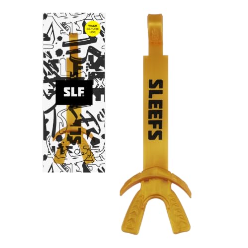 SLEEFS X Gold Football Mouth Guard - Lip/Mouthguard with Helmet Strap - Lip/Teeth Protector Mouthpiece - Moldable - for Youth/Adults, Men & Women Mouth Guard, Maximum Air Flow, Lacrosse, All Sports - color: Gold