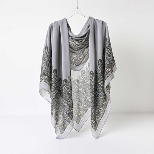 K-Elewon Large Square Scarf 51" Headscarf Chiffon Fashion Scarves Turbans Hair Wrapping Scarfs - color: E-grey