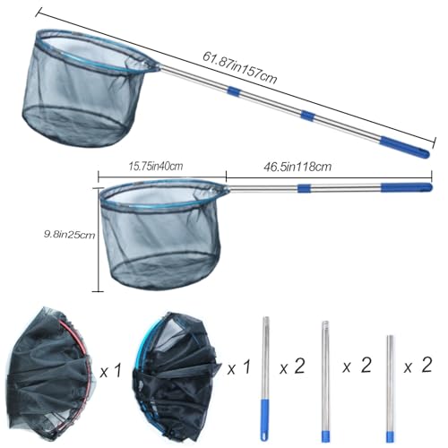 Fishing Net 2 Pack Retractable Lightweight Landing Net with Aluminum Rod Handle Fishing Nets for Youth Catch and Release Butterfly Nets - style: 40cm Blue+red