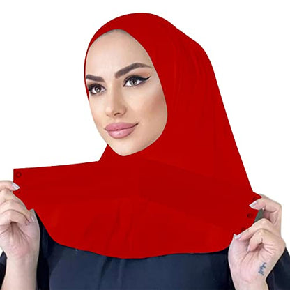 Suillty Fashion Muslim Hijab for Women Instant Snap Fastener Hijab Inner Cap Full Cover Head Wraps Scarf Islam Turban Caps - color: Red