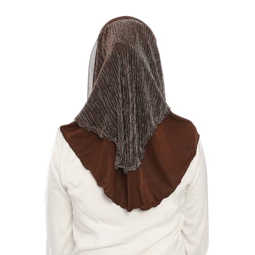 Instant Hijab for Women and Muslim Girls - Soft Scarf Easy to Wear Headscarf - Spun Gold Jilbab Daily Islamic 1pc - color: A Coffee