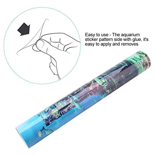 GLOGLOW Aquarium Poster, Underwater City Ruins Background Sticker Thicken PVC Adhesive Static Cling Backdrop Fish Decorative Paper(76×46cm) - size: 76×46cm