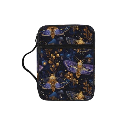Moth Forest Mushroom Goth Purple Blue Gold Bible Cover Case for Women Men - color: Moth Mushroom Purple Blue Gold