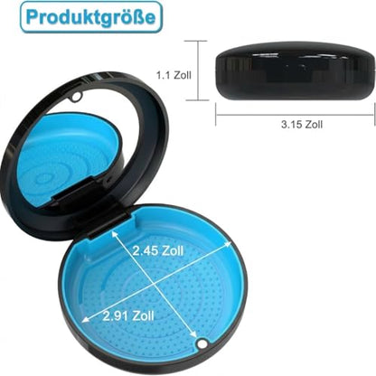 BVN Retainer Case with Mirror, Orthodontic Dental Case for Braces, Mouth Guard, Dentures, Teeth Aligner, Night Guard Container Storage Holder Black - size: Circular case with mirror