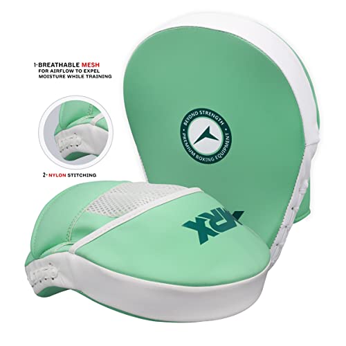 MRX Gel Tech Boxing Hook & Jab Pads MMA Focus Punching Mitts Training Thai Kick Strike Shield Curved Black/White - color: Sea Green