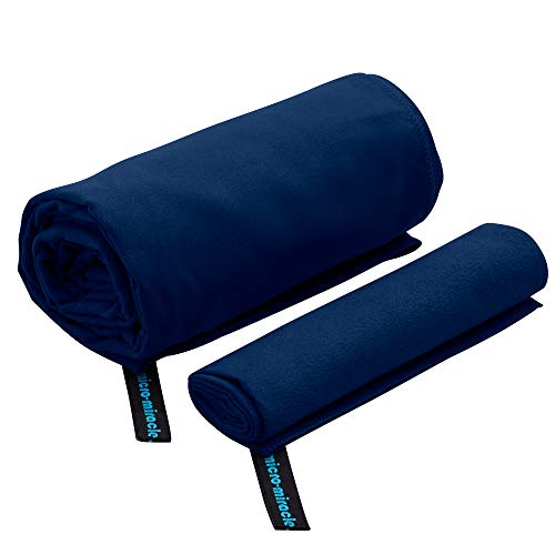 XL 여행용 타월 - 2in1 대형 빠른 건조 엑스트라 소프트 극세사, 13가지 색상, 체육관, 수영 연습, 여행, 배낭여행, 캠핑, RV, 해변, 비상 가방, 기숙사, 작은 집, 밴 또는 캠핑카용 경량 - color: 네이비 블루
