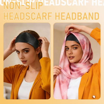 Hijab Hair Grip Band with Micro Dots, Elastic Non Slip Headband Holds Hair, Lightweight Hijab Crown Cap for Effortless Hijab Hold in Daily Routines, Black, 1 Piece