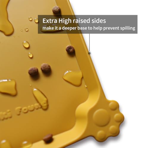 Hoki Found L Silicone Non Slip Pet Feeding Mats - Waterproof Dog Cat Food and Water Mats for Carpet - Honey - color: Honey, size: 22" x 14"