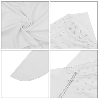 RARITYUS Women Bling Rhinestone Pearl Instant Scarf Muslim Hijab Fashion Shawl Head Wrap Turban Cap with Flower Accent - color: White