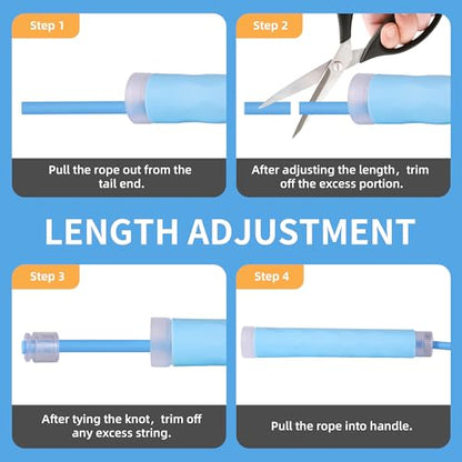 YUEDONG Fitness Jump Rope for Women & Men, 7MM PVC Cardio Rope for Fat Burning, Tangle-Free Ball Bearings, Adjustable Length, Beginner Home Workout Rope - color: BLUE