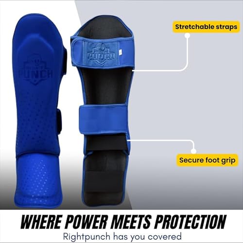 Martial Arts Shin Guards, Leg Protection for MMA, Kickboxing Training Instep Protection, Muay Thai Martial Arts Sparring Training Gear - color: Blue, size: Large