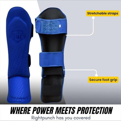Martial Arts Shin Guards, Leg Protection for MMA, Kickboxing Training Instep Protection, Muay Thai Martial Arts Sparring Training Gear - color: Blue, size: Large