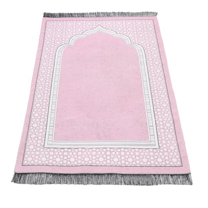 Islamic Prayer Rug Elegant Masjid Pattern Thin Mat Muslim Portable Blanket Ramadan Eid Gift Rug Turkish Prayer Carpet - Pink 1pc - color: 1pc Pinkc