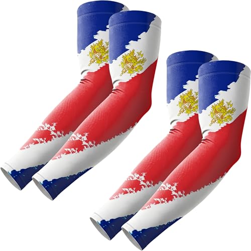 ROXUN Arm Sleeves Cooling UV Sun Protection Sport Compression for Men Women - color: 2 Pairs France Flag