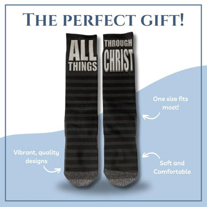 Men's – Christian Crew Socks for Men with Scripture | Moisture-Wicking | Easter Gift Idea - color: Philippians 4:13