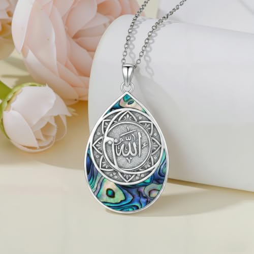 PROESS 925 Sterling Silver Hamsa/Allah Necklace Evil Eye Amulet Jewelry Gifts for Men Women - style: Teardrop Allah