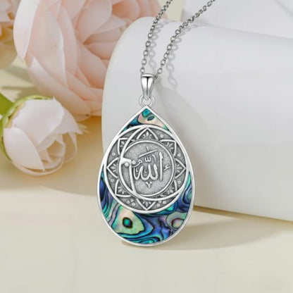 PROESS 925 Sterling Silver Hamsa/Allah Necklace Evil Eye Amulet Jewelry Gifts for Men Women - style: Teardrop Allah