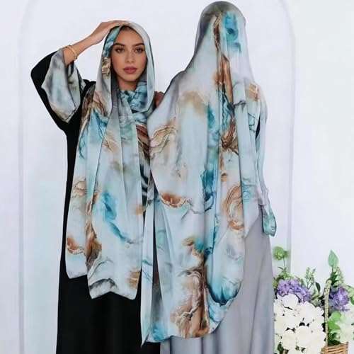 Hijab Scarf for Women Fashion Printed Modal Hijab Head Wrap Scarves Lightweight Long Scarf Shawls - color: Watercolor N