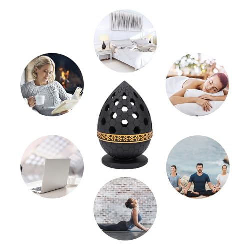 TERSCHELLING Charcoal Incense Burner, Bakhoor Burner, Oud Frankincense Resin Incense Burner for Yoga, Spa and Aromatherapy, Office & Home Decor (Black)