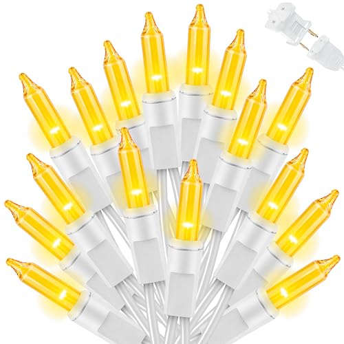 LAMPHOME Christmas String Light,100 Count Incandescent Mini String Light in 19.6ft,Indoor/Outdoor 120V UL Certified Mini Light for Christmas,Wedding,Patio Lawn,Home,Garden,Party (Yellow) - color: Yellow-White Wire, size: 100ct