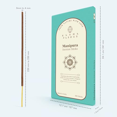 KarmaPledge Manipura Incense Sticks, Burn Time 45-60 Min, 100 Sticks - color: Manipura
