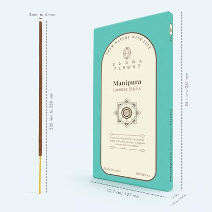 KarmaPledge Manipura Incense Sticks, Burn Time 45-60 Min, 100 Sticks - color: Manipura