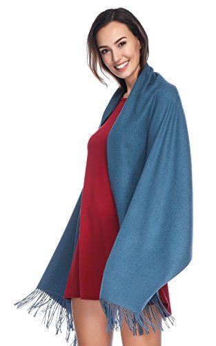 Pashmina Shawl Wraps Scarves Evening Dresses Wedding Bridesmaid for Women - color: Dark Blue