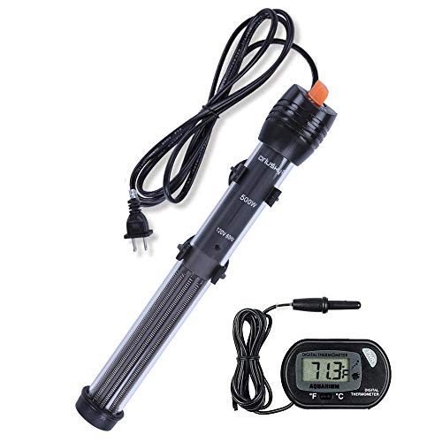 Orlushy Submersible Aquarium Heater,500W Fish Tahk Heater with Adjust Knob Thermostat 2 Suction Cups and Free Thermometer Suitable for Marine Saltwater and Freshwater (500W) - size: 500W
