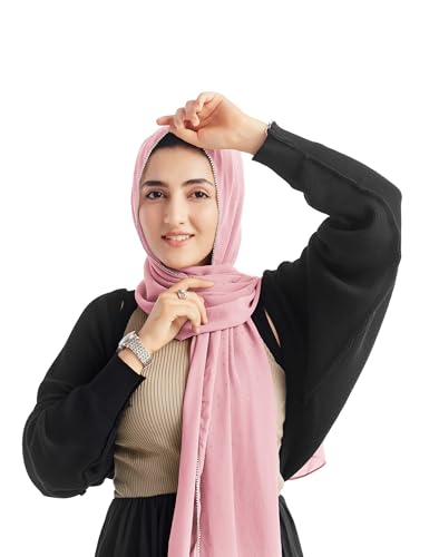 Hijab for Women Premium Chiffon Hijab Rhinestone Hijab Scraf for Women Muslim - color: Light Mauve