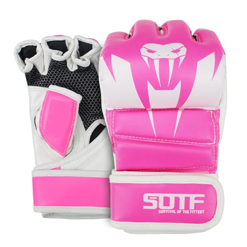 SOTF Punching Gloves for Adults MMA Training Gloves Men Fight Boxing Gloves Open Fingers Women - color: pink