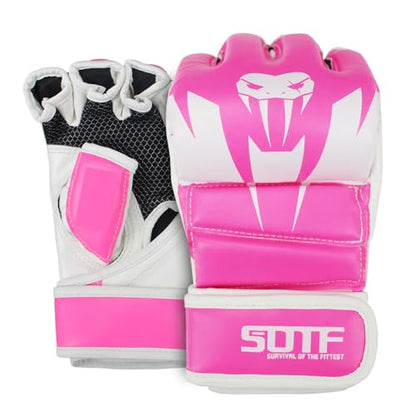 SOTF Punching Gloves for Adults MMA Training Gloves Men Fight Boxing Gloves Open Fingers Women - color: pink