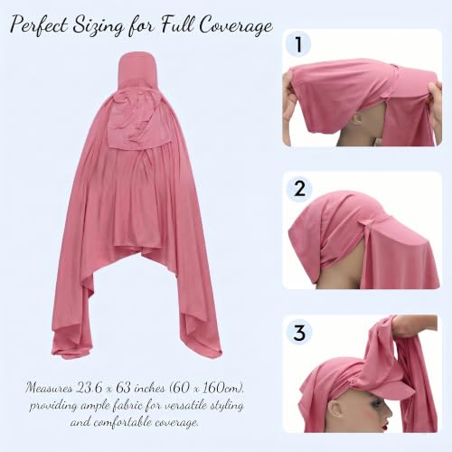 ZLYC Women Muslim Hijab Scarf with Visor Built-in Undercap Sun Protection Headwrap - color: Solid Pink
