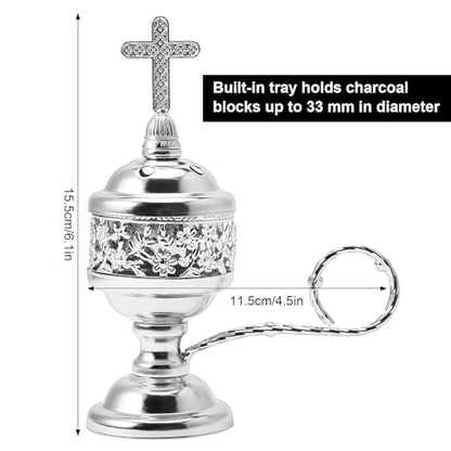 Yawlsow Incense Burner, Frankincense Charcoal Incense Stand, Bakhoor Incense Burner Holder, Ideal for Aromatherapy, Yoga and Spa, Home and Christian Church Censer, (Silver) - color: Silver