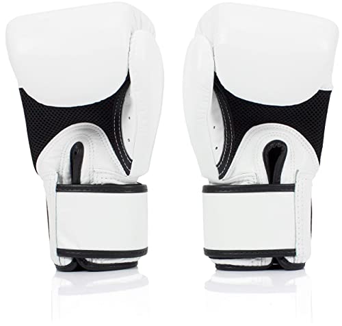 Fairtex BGV1BR Breathable Boxing Gloves, Lightweight Shock Absorbent Gear - color: White, size: 10 oz