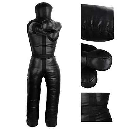 Aoneky 6FT Unfilled Grappling Dummy for Adults, Heavy Duty MMA BJJ Wrestling Training Dummy, Synthetic Leather Jiu Jitsu Judo Practice Dummy with Reinforced Stitching for Submission & Throws Practice