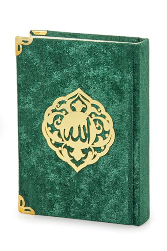 SODEF Velvet Covered Pocket Size Gift Quran Set - Arabic Text - Green