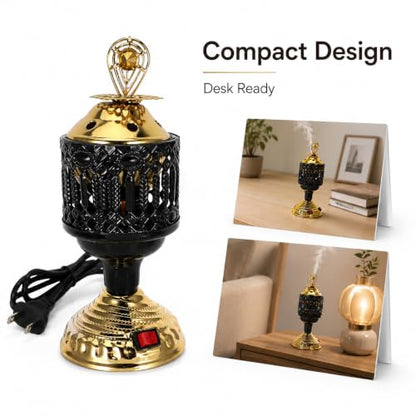 NOLITOY Mini Electric Mabkhara Incense Burner, Decorative Metal Diffuser Holder, Plug in Flame-Free Bukhoor Chips Heater for Home Office Yoga Meditation Room