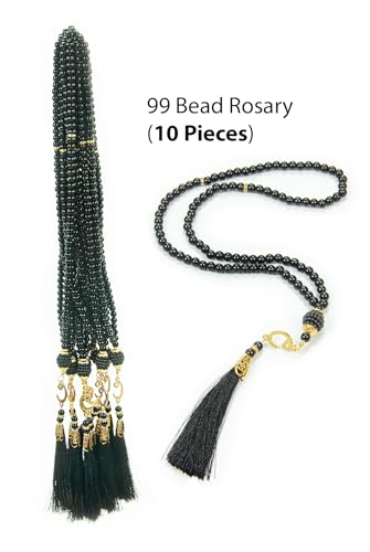 ihvan online, Tasbih Prayer Beads 99, Pack of 10, Muslim Prayer Bead, Islamic Rosary Bead, Dhikr, Tasbeeh Bulk, Misbaha, Masbaha, Tespih, Islamic Gift for Ramadan & Mawlid & Hajj Umrah - color: Black-Model 2