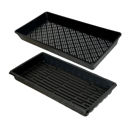 1020 Trays Set - 5 Pack (10 Pcs) Durable 1020 Mesh Tray and No-Hole Tray, Ideal Soil Blocking Trays for Seedlings, Microgreens, and Hydroponics, Heavy-Duty - size: 1020 tray 5pcs+mesh tray 5pcs