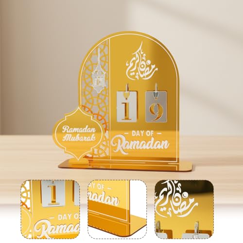 Ramadan Calendar, Golden Acrylic Ramadan Advent Calendar for Home Decor, Ramadan Good Deed Calendar for Kids Aged 14+, Ramadan Countdown Decorations, Ramadan Gift for Families